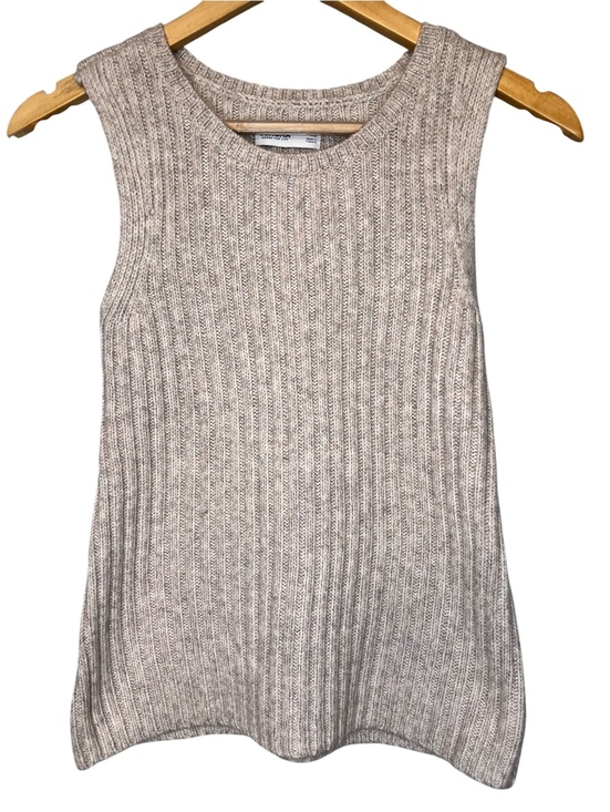 Sonoma Sweaters - NWT Chunky Ribbed Knit Tank Top Sweater Beige Oatmeal XS Cozy Soft Quiet Luxury